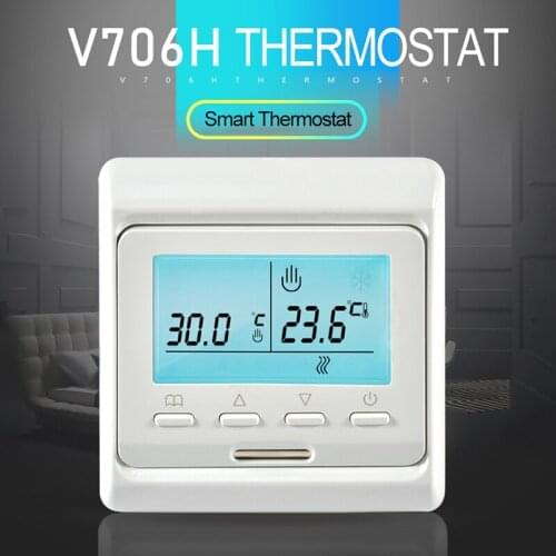 220V 16A LCD Programmable Electric Digital Floor Heating Room Air Thermostat Warm Floor Controller( 1PC no wifi)V706H