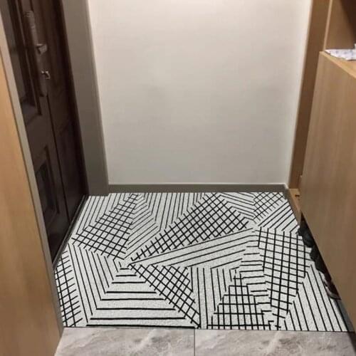 Stripe Door Mat Carpet Freely Cutting Anti-slip Entrance Door Mats Kitchen Mat Bath Mat Custom PVC Silk Loop Hallway Mats Carpet