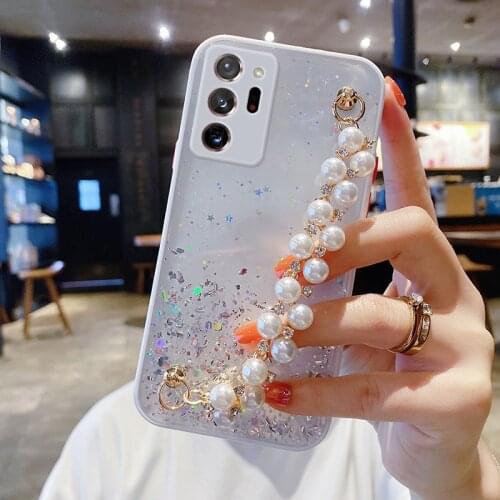Luxury Bling Glitter Wristband Silicone Phone Case For Samsung Galaxy S21 S20 FE Note 20 A21S A30S A20 A12 Ultra-thin Cute Cover