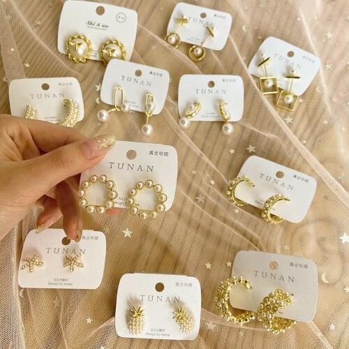 Korean Cute Pearl Earrings For Women Fashion Cross Earrings Trendy Earrings Brincos Gift Wedding 2021 Fashion Jewelry