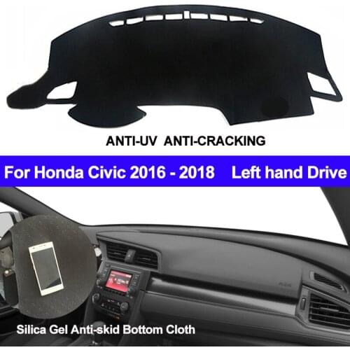 TAIJS Car Dashboard Cover Silicone Non-Slip For Honda Civic 2016 2017 2018 Left Dash Mat Sun Shade ANti-UV Carpet Dash board