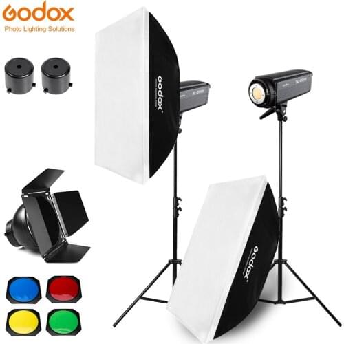 Free DHL 400W Godox SL-200W 2x 200W Continuous Light Studio LED Light,Softbox,Light Stand, Honeycomb Grid For Photography Video
