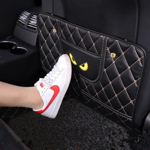 Universal Car Seat Back Protector Cover Children Anti-kick Pad Wear-proof Anti-Dirty Mat Little Monster Pattern with Storage Bag