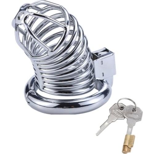 High Quality Male Chastity Device Metal Steel Penis Lock Double Lock Design Chastity Cage Cock Ring Sex Tools For Men Gay Toys