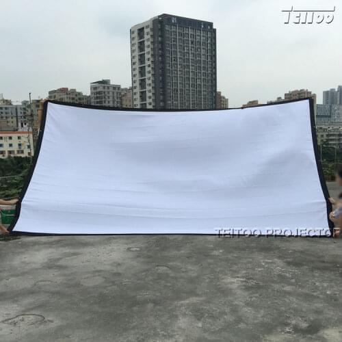 Factory Sales! 200 Inches 16:9 Portable Folded HD Projector Screen Front Projection White Canvas Fabric Eyelets no Frame/Stand
