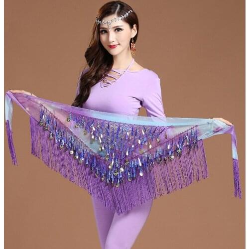 Fashion Women Belly Dance Hip Scarf For Oriental Dance Tassel Triangle Wrap Costume Accessories Belt Shawl Chiffon Hand Kerchief