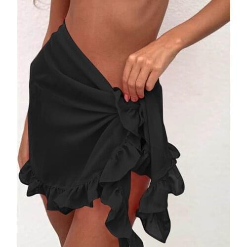 Women Beach Bikini Cover Up Solid Color Pareo Chiffon Wrap Skirt Sarong Scarf Beachwear Bathing Suit Beachwear Swimsuits