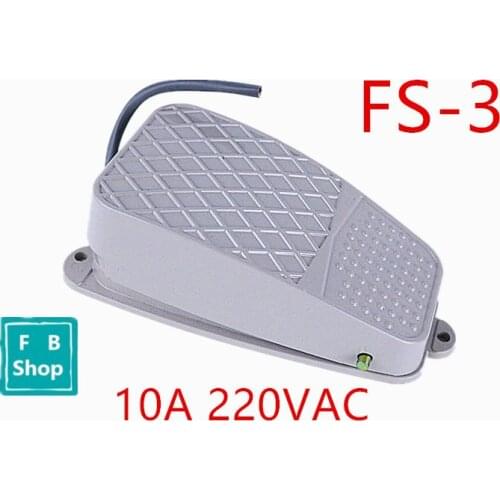 1PCS High-quality FS-3 Aluminium Treadle switch Foot Switch 220V 10A NO NC Antislip light Gray