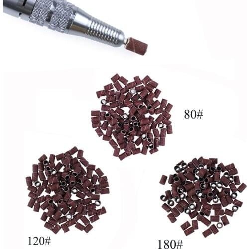 100pcs Nail Sanding Bands Electric Rotary Drill Bits Manicure Pedicure Tool Refillable Sanding Sleeves Nail Art Accessories