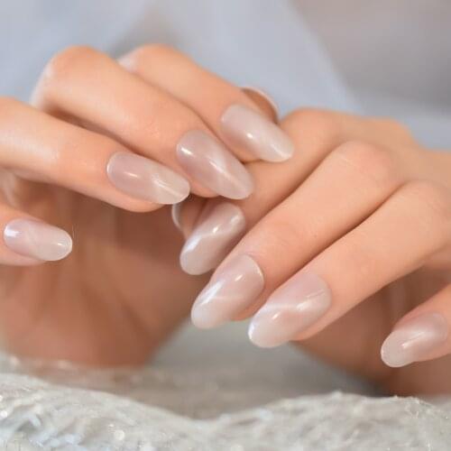 24pcs/set Glitter Cat Eye False Nails Art Tips Shine Full Cover Art Design 24Pcs UV Fake Nails for Women and Girls