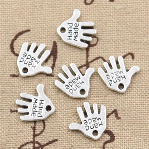 30pcs Charms Palm Hand Made 13x13mm Antique Making Pendant fit,Vintage Tibetan Bronze Silver color,DIY Handmade Jewelry