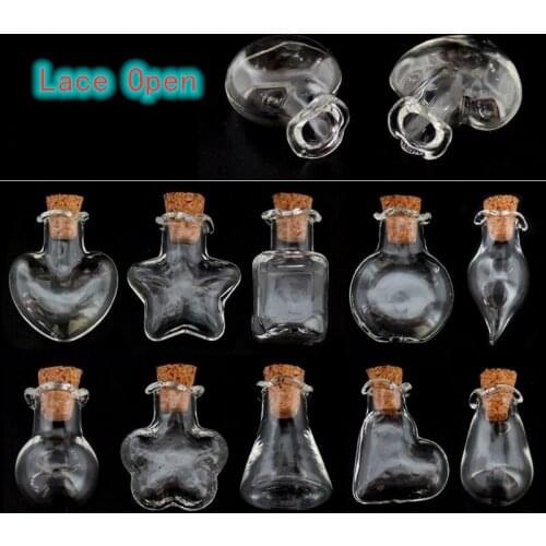 300/500/800/1000PCS NEW Lace Open Cork Stopper Mini Glass Bottle Tiny Glass Jars Wishing Glass Jars Wed Holiday Small Container