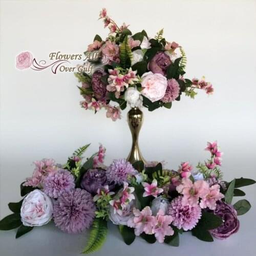 3D Artificial Silk Flower Ruuner Rose new Hydrangea Leaf Table Flower Runner Wedding Party Decoration