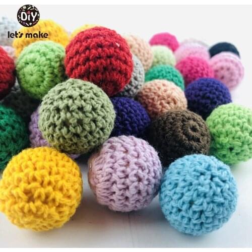 Lets Make Baby Teether Crochet Beads 60pc Wooden Teether Infant Car Hanging Baby Stroller Accessories Pacifier Clip Timber