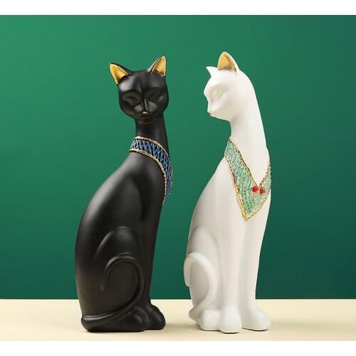 Large Resin Cat Figures Decorative Cat Statue for Home Decor Decoration European Creative Wedding Gift Animal Figurine Sculpture