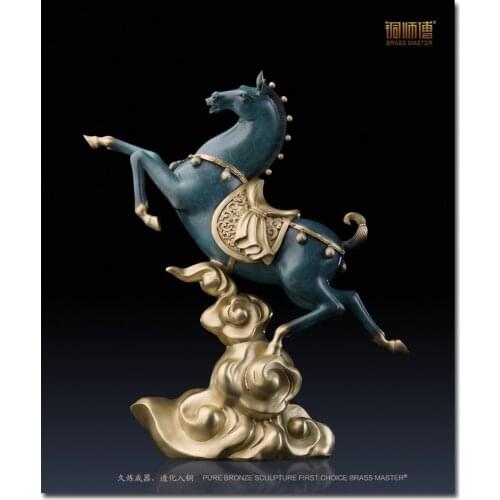 WOW- 41cm LARGE # Thriving business TOP office home efficacious FENG SHUI Talisman Soaring horse Bronze Sculpture ART statue