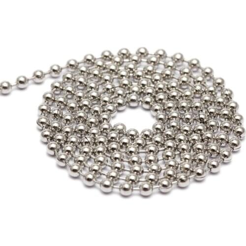 5m/lot 1.2/1.5/2/2.4/3.0mm Bead Ball chain Stainless Steel Chain Bulk clasps Jewelry Chains for Necklaces Jewelry findings DIY