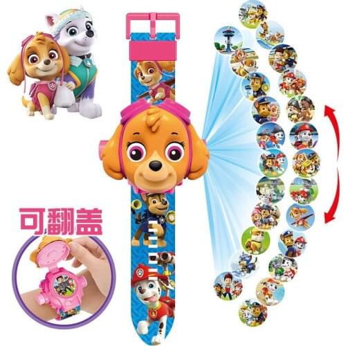 Paw Patrol Toy Digital Electron Watch 24 Style Projection Anime Figure Patterns Clock Patrulla Psi Patrol Children Birthday Gift