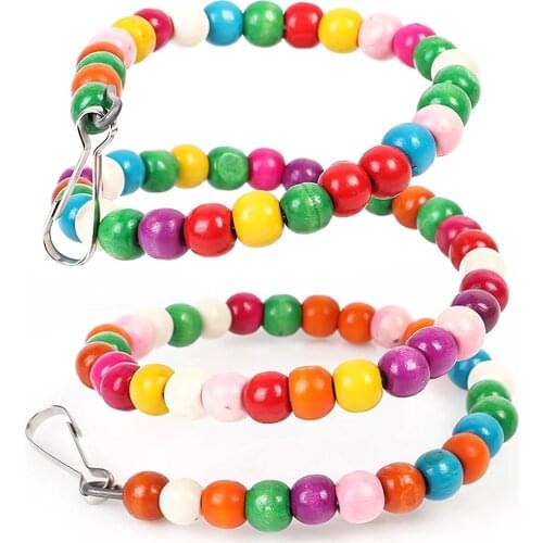 Bird Wooden Beads Rotary Ladder Parrot Spiral Climbing Swing Cage Perch Stand Hanging Toy