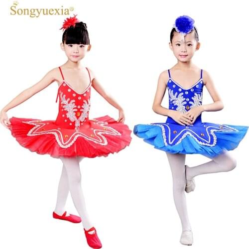 Kids' Professional Ballet Costume Girls' Swan Lake Ballet Costume Children Ballerina Dress White Blue Pink