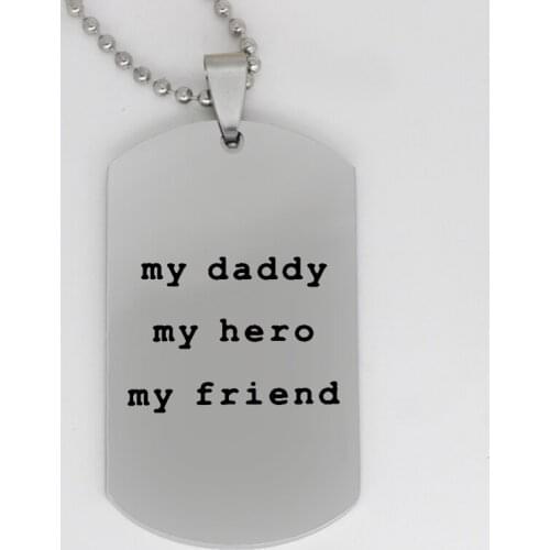 Personality DAD gift Army card pendant My daddy my hero my friend stainless steel jewelry Customed necklace N4062