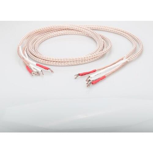 Pair 12TC Hifi Speaker Cable High Quality Pure OCC Speaker Wire With Spade Plug Audiophile speaker cable