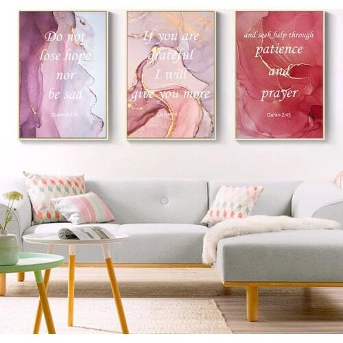 Colorful Luxury Decor Picture Home Wall Art Decor Abstract Prints and Posters Quran Quote Canvas Painting for Living Room Design