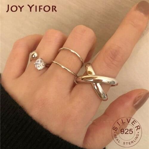 925 Sterling Silver Fashion Rings for Women Couples Vintage Handmade Cross Geometric Thai Silver Birthday Jewelry Gifts