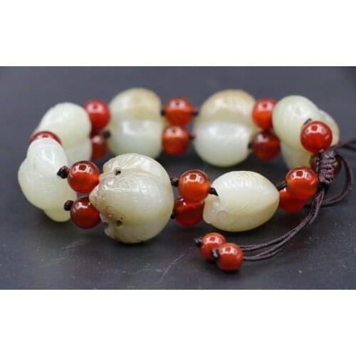 Collectible Treasure Unique Energy Royal Chinese Hetian Jade FU&Shou Bat Carving Adjustable Bracelet Bangle Carving FTT