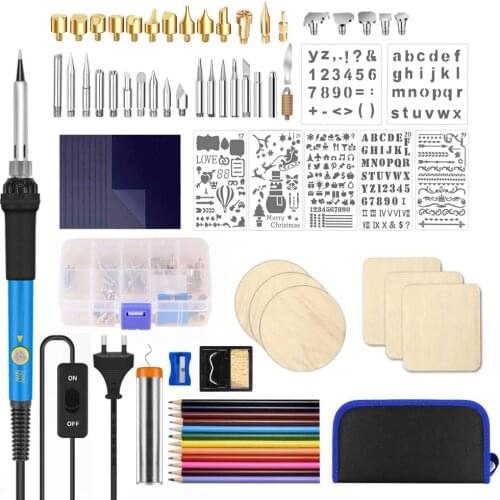 DIY Wood Burning Kit Heat Transfer Gourd Carving Pyrography Pen Tool Adjustable Temperature With Switch Electric Soldering Iron
