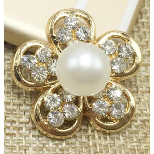 Beautiful Metalic Rhinestone With Pearls Adorned DIY Hair Accessories Brooch Pin Material Fashion Jewelry Accessories MYQB040
