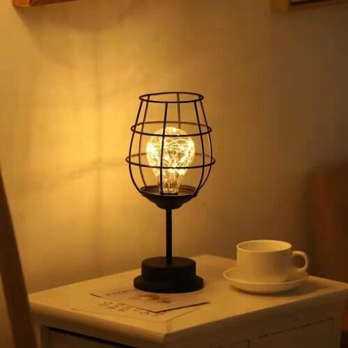 Creative Iron Minimalist Hollow Table Lamps Warm Light Vintage Copper Wire Lantern Bedroom Bedside Desk Light For Home Decor