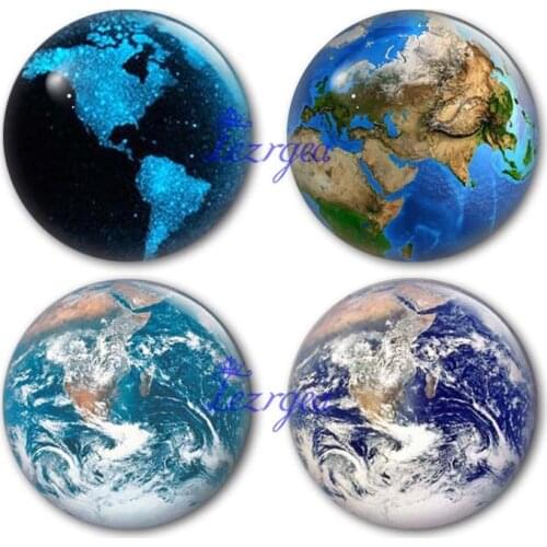 Earth glass cabochon 12mm/14mm/16mm/18mm/25mm/30mm/40mm Round photo earth map glass cabochon demo flat back Making findings