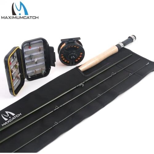 Maximumcatch 9FT 5WT Fly Rod Combo 4 Pcs & Plastic Fly Reel & Fly Line with Fly Flies