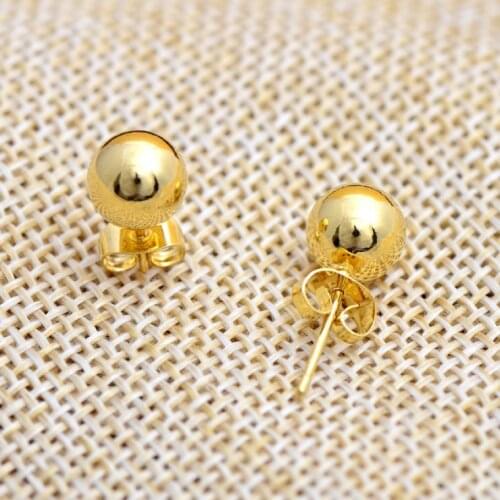 Fashon Women Jewelry Gold Color Ball Stud Earrings Bridal Wedding Engagement Set Gifts