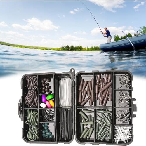 Carp Fishing Tackle Set Silicone Tube Carp Fish Hooks Snap Clips Beads Kit Fishing Accessories