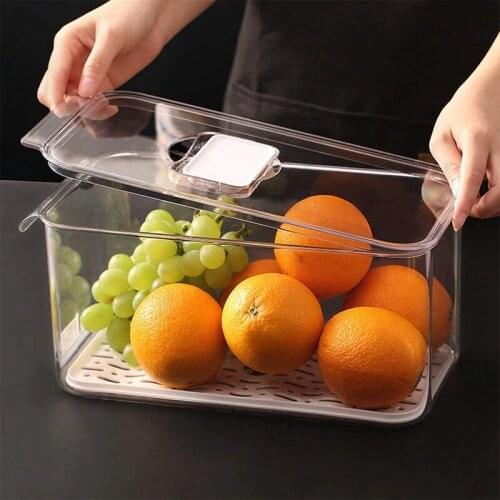NHBR Saver Containers for Refrigerator Food Fruit Vegetables Storage Stackable Fridge Freezer Organizer with Vented Lids