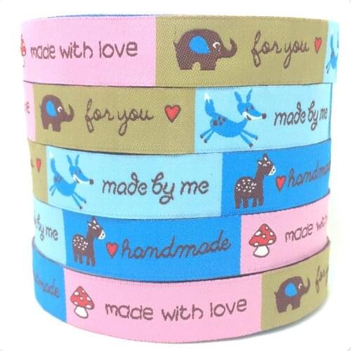 NEW wholesale 5/8" 16mm 10yards/sets 100% Polyester Woven Jacquard Ribbon HANDMADE/Made with love/for you/made by me KTZD151210