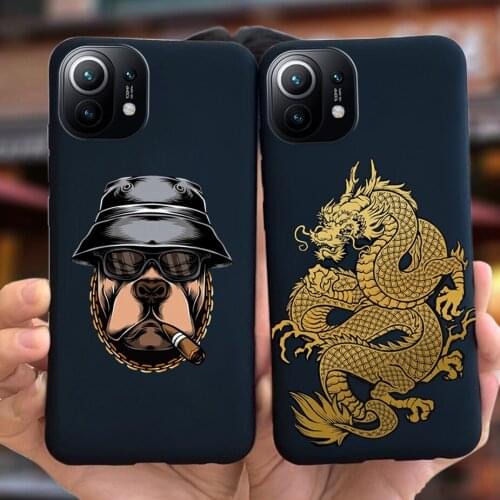 New Fashion Dragon Case For Xiaomi Mi 11 Luxury Black Cover For Xiaomi 11 Mi11 Phone Cases Mi 11 Soft TPu Fundas M2011K2C 6.81