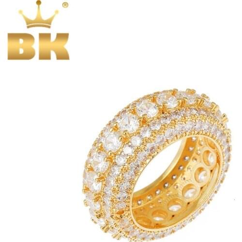 THE BLING KING Round Cut Wedding Rings For Men Women Band Ring Fashion Bling Bling CZ Paved Hiphop Jewelry Drop Shipping