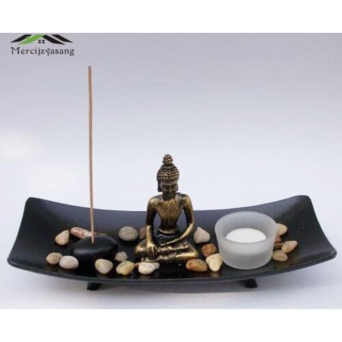 Candle Holder Resin Aromatherapy Table Candle Holders Buddha Statue Candlestick Ornament Sand Table for Home Decoration GZT059