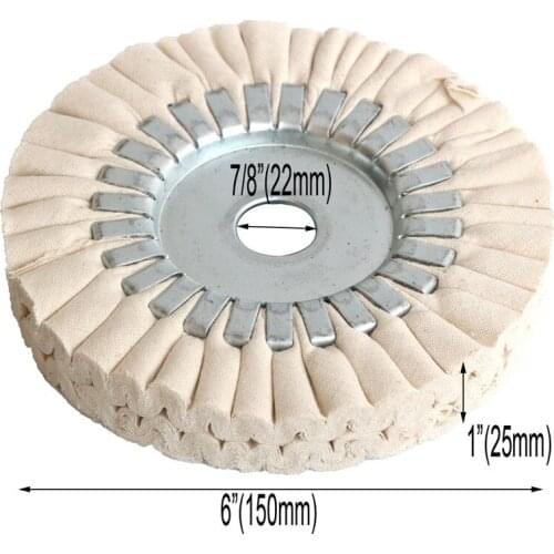 6" Cotton Airway Buffing Wheel Cloth Open Bias Polishing Buffs Wheel White Arbor 22mm