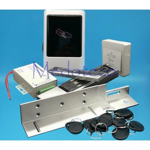 Full No Keypad 125khz Rfid Card Door Access Control System Kit Metal EM Access Controller+600lbs Magnetic Lock+ZL Bracket