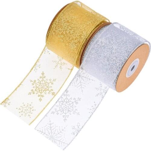 Christmas Ribbon Printed Lace Ribbons For Gift Wrapping Wedding Decoration Hair Bows DIY Christmas Tree Ribbon Wreath Bows