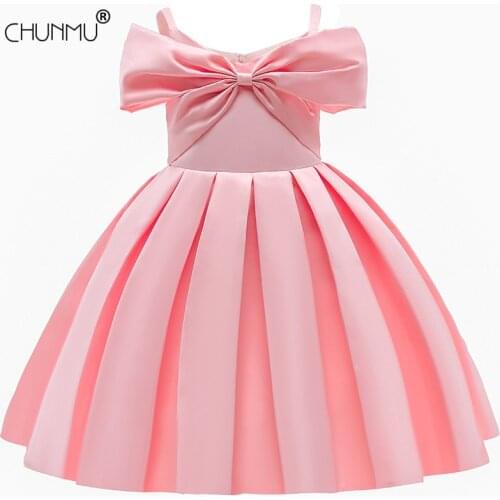 Christmas Kids Costume Summer Girls Dress of Girls 3-10 Years Kids Princess Party Flower Bowknot Dress Baby Girl Clothes