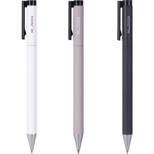 Nusign Simple Metal Gel Pen Black Ink Pen Smooth Writing Signature Pen 0.5mm Refill Student Office Carbon Bullet School Pen