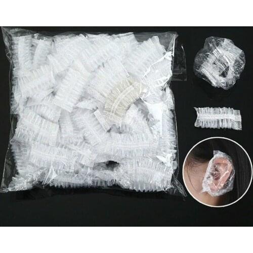 100 Pcs Thickened Disposable Plastic Waterproof Ear Protector Cover Caps Salon Hairdressing Dye Shield Earmuffs Shower Tool