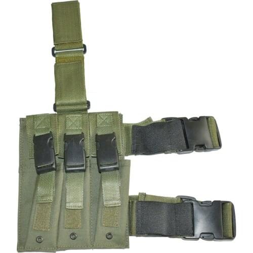 TACTICAL DROP-LEG TRIPLE MP5 MAGAZINE POUCH 3 CELL GREEN