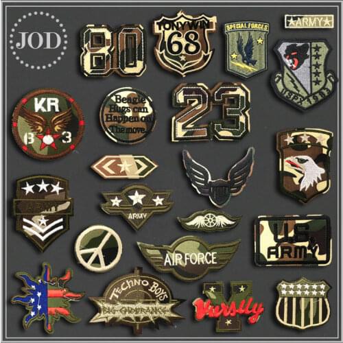 Tactical Army Military Iron on Patches for Clothing Embroidery Clothes Patch Sew on Applications Stickers Camouflage Badges KR
