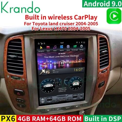 Krando Android 9.0 12.1" verticial screen car dvd player for Lexus LX470 2004-2005 multimedia player wifi